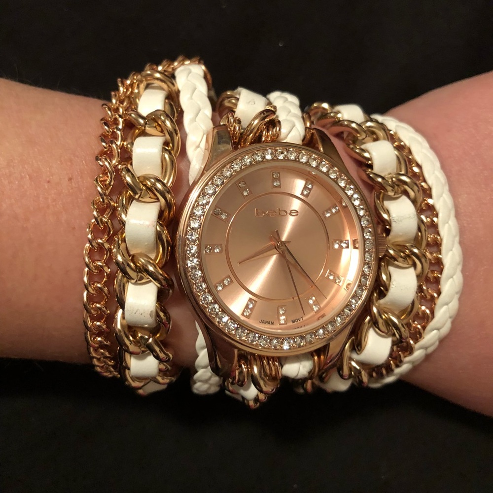 Bebe watch multi strand chain bracelet band
